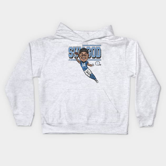 Amon-Ra St. Brown Detroit Cartoon Kids Hoodie by ClarityMacaws